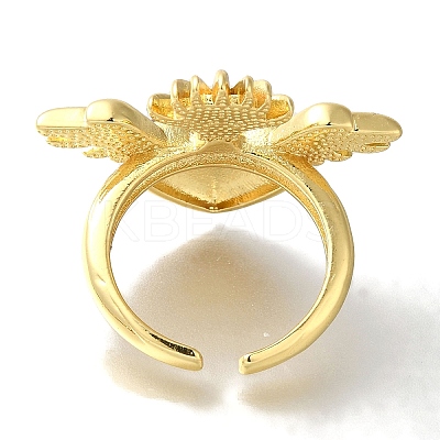 Rack Plating Brass Clear Cubic Zirconia Open Cuff Rings RJEW-S411-01G-02-1