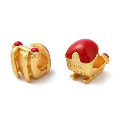 Christmas Rack Plating Brass Enamel European Beads KK-M245-03MG-1