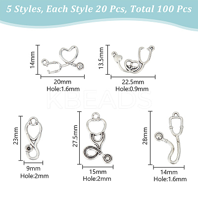 100Pcs 5 Style Tibetan Style Alloy Pendants & Pendant Rhinestone Settings TIBEP-GO0001-04-1