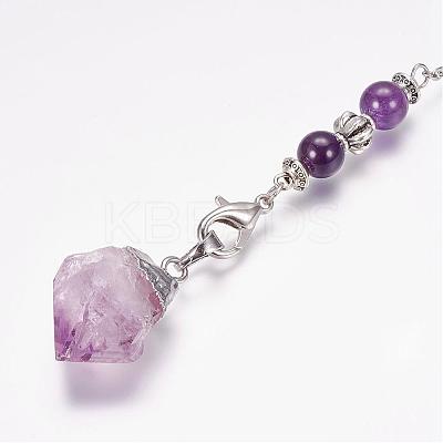 Rough Natural Amethyst Dowsing Pendulums PALLOY-JF00291-02-1