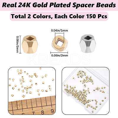 300Pcs 2 Colors Brass Spacer Beads KK-BBC0016-28-1