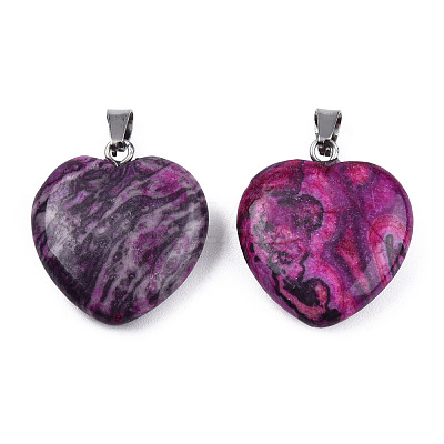 Natural Map Stone Pendants G-N0325-18F-1