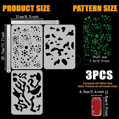 3Pcs 3 Styles PET Hollow Out Drawing Painting Stencils DIY-WH0394-0316-1