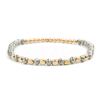 Handmade Geometric Black Onyx and Acrylic Bead Crystal Bracelet for Women ST4670043-1
