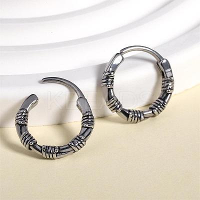 316 Stainless Steel Thorns Hoop Earrings for Men Women EJEW-SZ0001-96-1