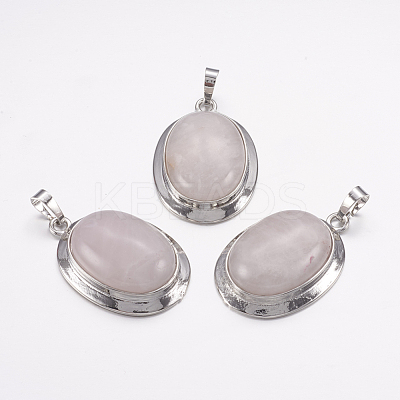 Natural Rose Quartz Pendants G-K252-A11-1