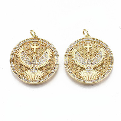 Brass Micro Pave Clear Cubic Zirconia Pendants ZIRC-S067-191-NF-1