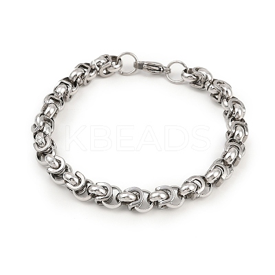 8MM 201 Stainless Steel Byzantine Chain Bracelets for Women BJEW-B143-06-1