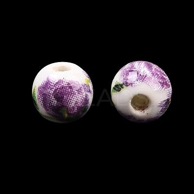 Floral Printed Porcelain Beads PORC-Q199-6mm-01-1
