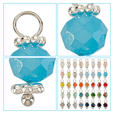180Pcs 9 Colors Electroplate Glass Pendants PALLOY-GO00004-1