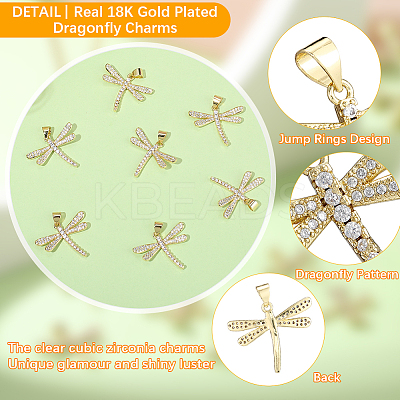8 Pcs Brass Micro Pave Clear Cubic Zirconia Pendants KK-BBC0021-82-1