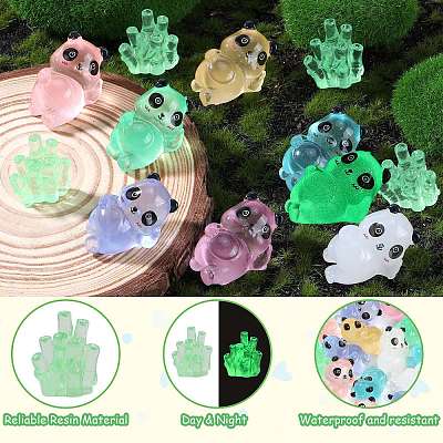 32Pcs 8 Styles Luminous Resin Panda Ornaments DJEW-SZ0001-18-1