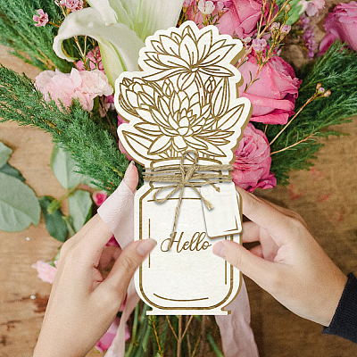 Mother's Day Wood Flower Bouquet Greeting Card AJEW-WH0441-007-1
