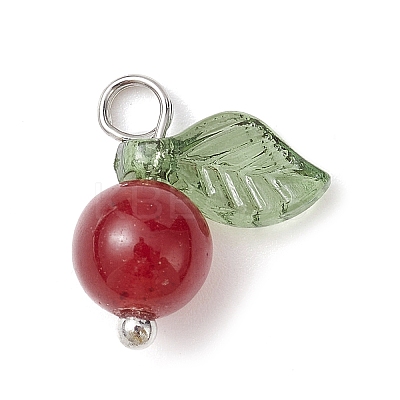 Natural Dyed White Jade Fruit Charms PALLOY-JF02431-04-1