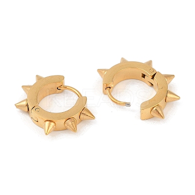 Ion Plating(IP) Polishing 304 Stainless Steel Spike Rivet Hoop Earrings for Women EJEW-M001-05G-1