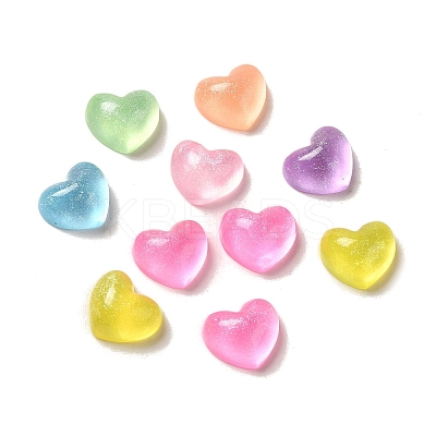 Transparent Resin Decoden Cabochons with Glitter Powder RESI-E053-08C-1