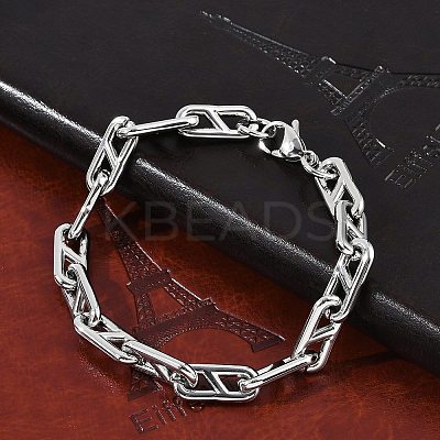 304 Stainless Steel Oval Link Chain Bracelets for Women Men BJEW-F488-49B-P-1