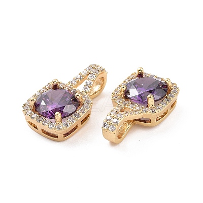 Brass Micro Pave Cubic Zirconia Pendants KK-E068-VC428-1