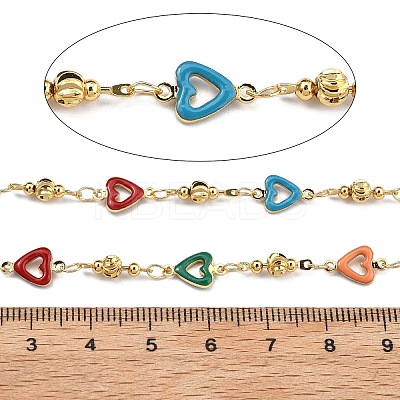 Brass Heart Link Chains KK-D368-03G-I-1