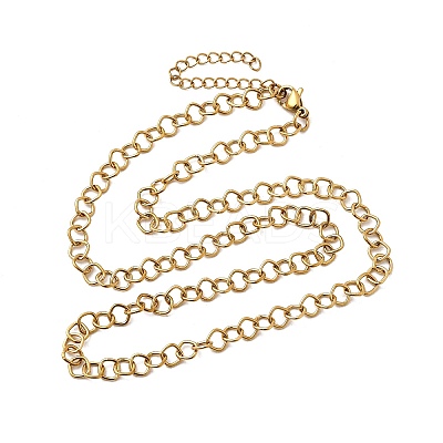 5MM 304 Stainless Steel Rhombus Link Chain Necklaces for Women Men NJEW-A054-02G-1