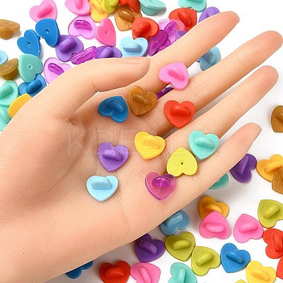 100Pcs 10 Colors Plastic Heart Lapel Pin Backs KY-YW0001-59-1