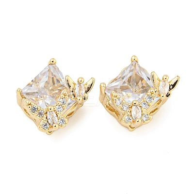 Rack Plating Brass Micro Pave Clear Cubic Zirconia Beads KK-F089-35G-01-1