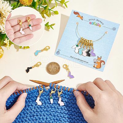 Alloy Enamel Pendant Locking Stitch Markers HJEW-AB00125-1