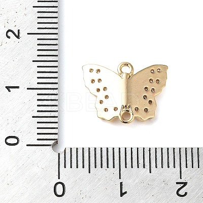 Brass Micro Pave Clear Cubic Zirconia Connector Charms KK-G503-35G-1