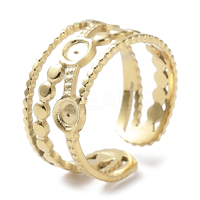 304 Stainless Steel Criss Cross Cuff Ring Findings STAS-P334-07G-1