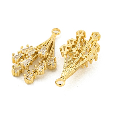 Brass Micro Pave Clear Cubic Zirconia Pendants KK-P263-10G-1