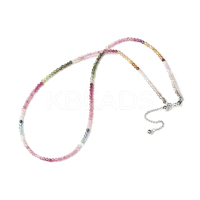 Natural Multicolor Tourmaline Faceted Rondelle Beaded Necklaces NJEW-Z066-01P-1