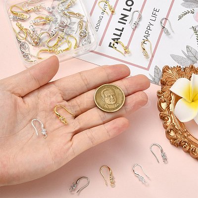 40Pcs 4 Colors Brass Micro Pave Clear Cubic Zirconia Hoop Earring Findings KK-CP0001-10-1