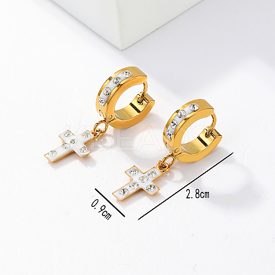 Fashion Cross 201 Stainless Steel Hoop Earrings IH3729-1