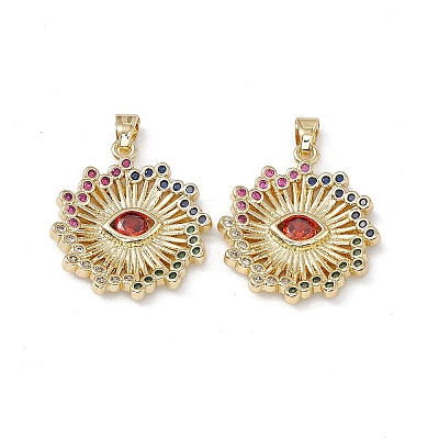 Brass Colorful Cubic Zirconia Pendants KK-E068-VA220-2-1