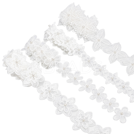 4 Yards 4 Styles Organza Flower Lace Trims SRIB-WR0001-11-1
