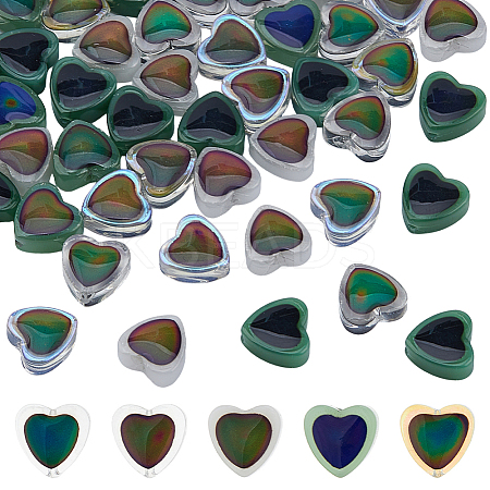 60Pcs 5 Colors Two Tone Glass Beads GLAA-HS0001-16-1