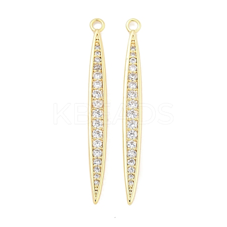 Brass Micro Pave Clear Cubic Zirconia Pendants KK-S386-25G-1