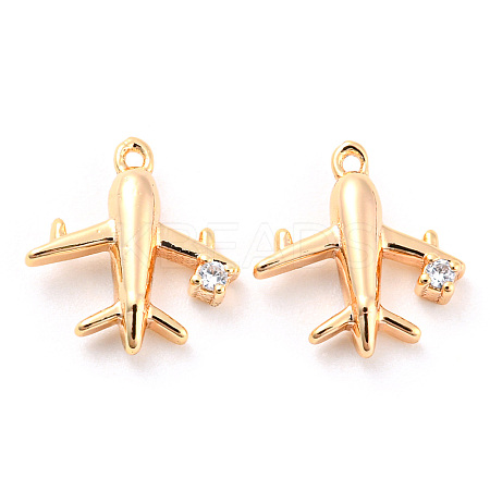 Brass Micro Pave Cubic Zirconia Charms KK-E090-10G-1