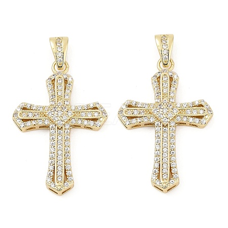 Brass Micro Pave Cubic Zirconia Pendants KK-U058-14G-1