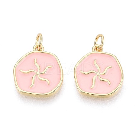 Brass Enamel Pendants KK-T080-66G-1