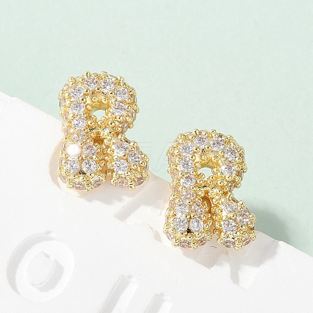 Brass Micro Pave Cubic Zirconia Stud Earrings EJEW-Z091-04G-R-1