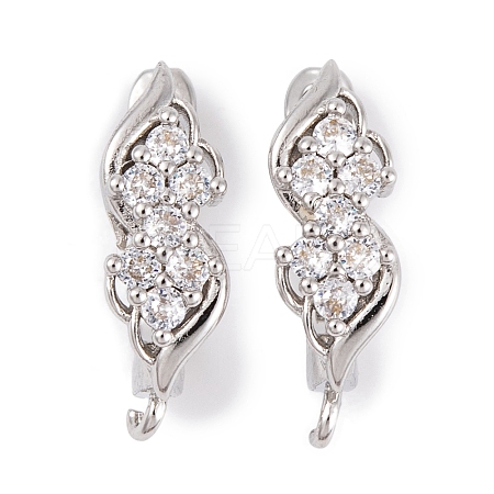 Rack Plating Brass Cubic Zirconia Hoop Earring Findings KK-S374-04P-01-1
