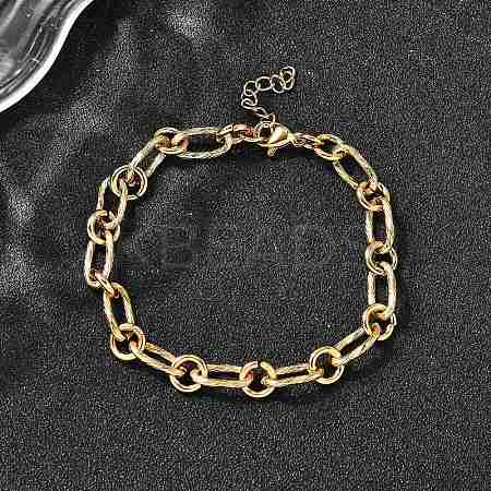304 Stainless Steel Link Chain Bracelets for Women Men BJEW-A050-01G-1
