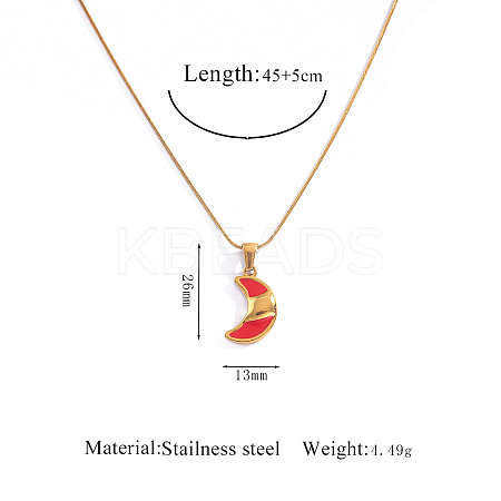 304 Stainless Steel Enamel Red Geometric Pendant Necklaces FS-WGE6FD0-01-1