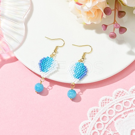 304 Stainless Steel with Glass Cylinder Seed Beads Hot Air Balloon Dangle Earrings EJEW-MZ00820-01-1