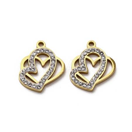 304 Stainless Steel Clay Rhinestone Pendants STAS-P406-17D-G-1