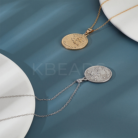 2Pcs 2 Colors 304 Stainless Steel Pendants STAS-LP0003-92A-1