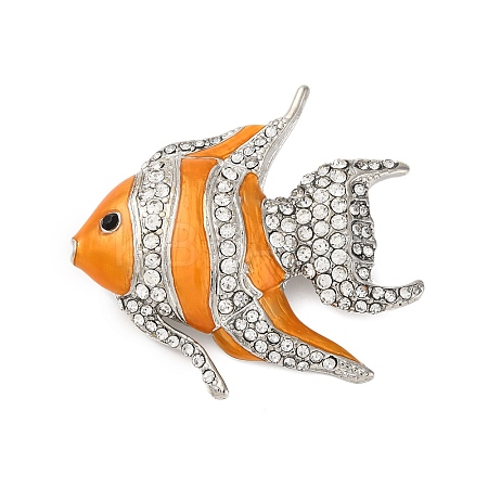 Zinc Alloy Crystal Rhinestone Resin Fish Brooch LS-JEWB-U010-01P-01-1