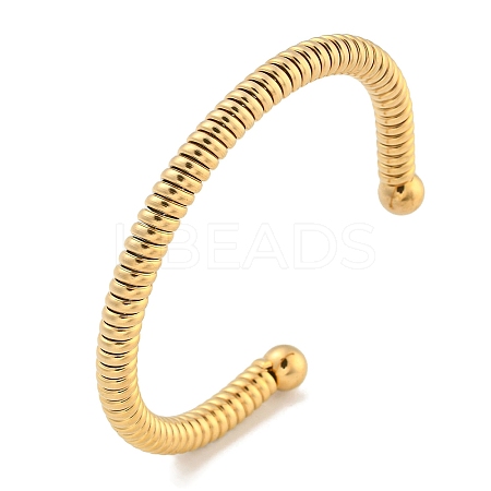 Ion Plating(IP) Telephone Wire Style 304 Stainless Steel Cuff Bangles BJEW-P331-05G-1