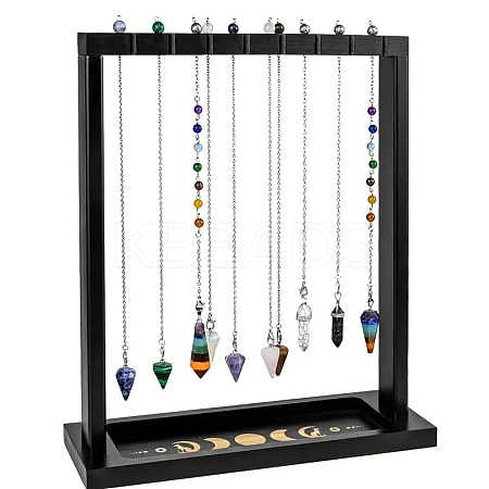 Wooden Dowsing Pendulums Pendant Display Stands PW-WG13473-01-1